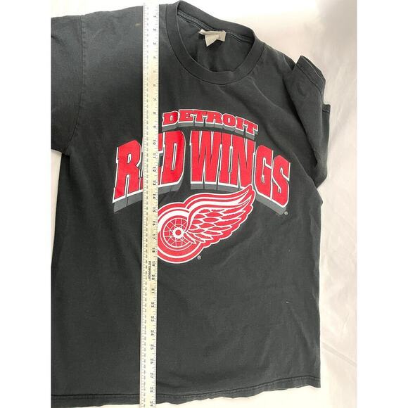 VTG Detroit Red Wings NHL Shirt L 1990's Black Hockey Sports TShirt - Picture 12 of 14